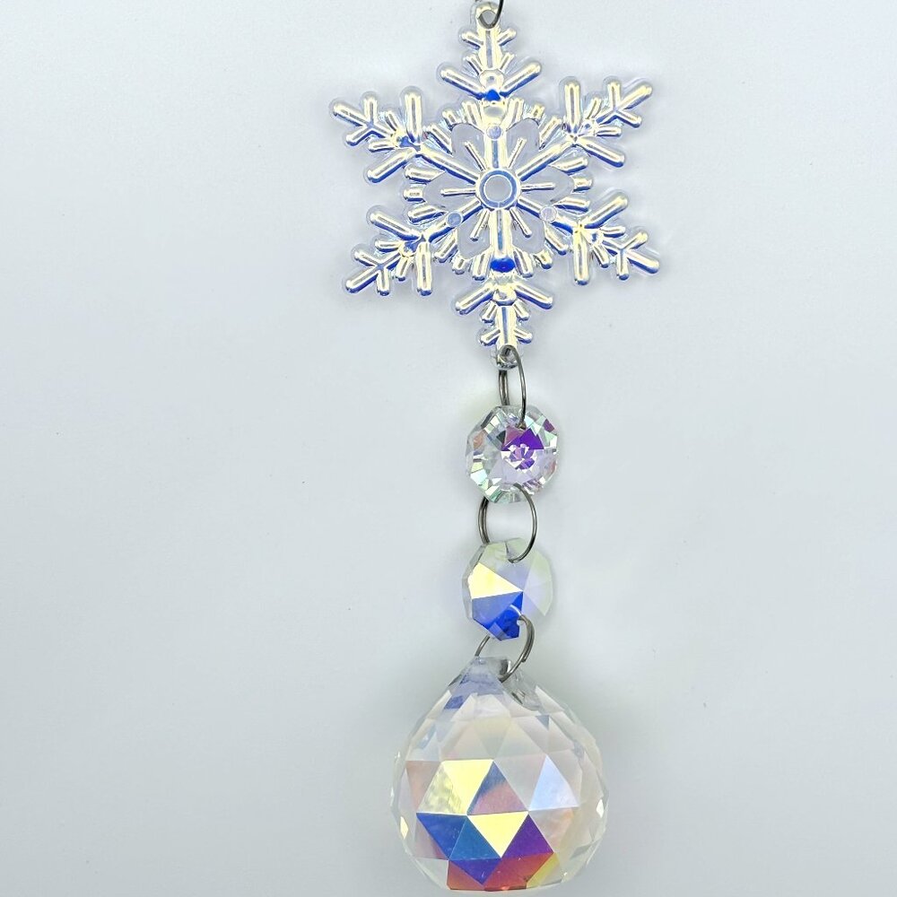 Winter Wonderland Iridescent Snowflake Crystal Prism Sun Catcher Sun Hanging New